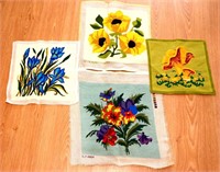 4 vintage hand stitched floral pillow cover tops