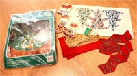 Lot of estate holiday textiles & treeskirt