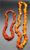 2 piece amber necklace jewelry lot