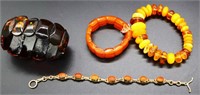 4 piece amber bracelet estate jewelry lot