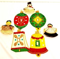 Lot of 7 vintage handmade Christmas decor items