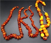 3 pieces of amber jewelry, all as is