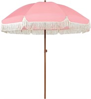 AMMSUN 7ft Patio Umbrella with Fringe Outdoor Tass