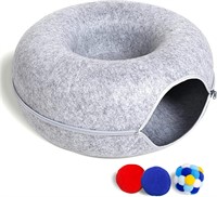 Cat Tunnel Bed for Indoor Cats with 3 Toys, Scratc