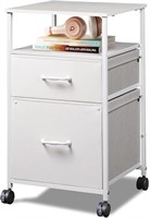 DEVAISE 2 Drawer Mobile File Cabinet, Rolling Prin