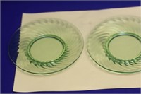 Lot of 2 Vaseline Glass Plates