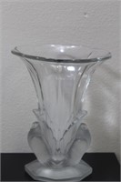 A Signed Tchecoslov Frost Glass Center Piece Vase