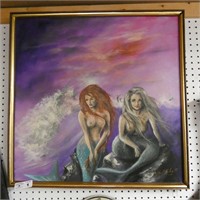Hand Painted On Canvas Mermaid Picture