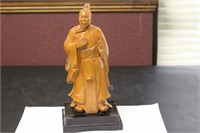A Well Carved Box Wood Chinese Emperor on Stand