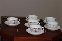 A Set of 6 Noritake Azalea Pattern Cup and Saucers