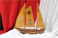 A Wooden Sail Boat Motif Wall Hanger