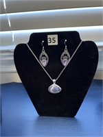 Lavender Earrings & Pendant Set U230