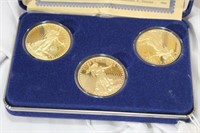 A 24Kt Layered on Pure Silver 3-Coin Set