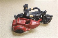 Vintage Cast Iron Motorcycle and Side Car