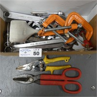 Assorted Wrenches, C-Clamps, Adjustable Wrench
