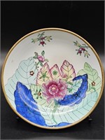 Vtg Chinese Brass Encased Porcelain Bowl