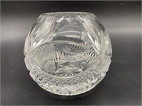 Crystal Rose Bowl with Etched Grapes and Leaves