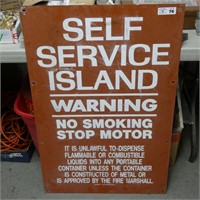 Self Service Island Warning Metal Sign