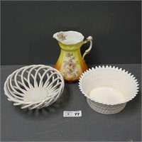 Limoges Pitcher, Fitz & Floyd Porcelain Dish