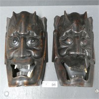 Asian Warrior Wooden Masks