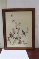 A Signed Oriental Pastel on Silk Painting