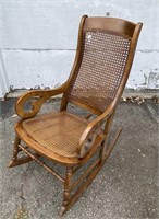 Cane And Wood Rocking Chair