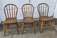 3 Oak Bentwood Chairs