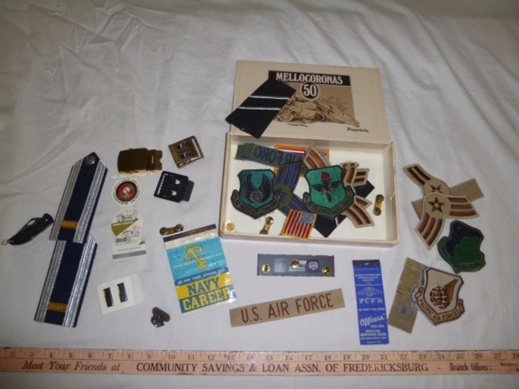 US Military Insignia & Uniform Patches - Cigar Box