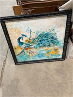 Framed Peacock Canvas Print