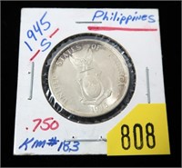 1945-S Philippines 50 centavos, Unc.