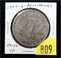 1907-S Philippines 1 peso
