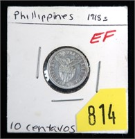 1918-S Philippines 10 centavos