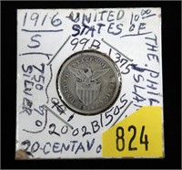 1916-S Philippines 20 centavos