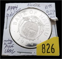 1994 Bank of Nauru 10 dollars Proof