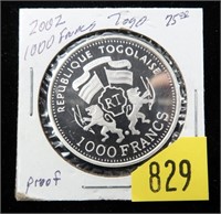 2002 Republic of Togo 1000 francs Proof
