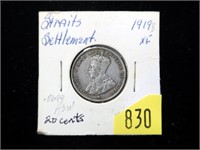 1919 Straits Settlements 20 cents