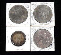 Lot, British coins with silver, 4 pcs.
