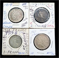 Lot, French coins, 4 pcs.