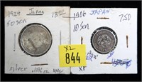 x2- Japan silver coins, -x2 coins, SOLD by the