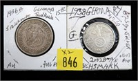 x2- German silver coins, -x2 coins, SOLD by the