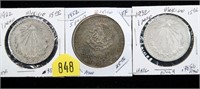Lot, Mexico silver coins, 3 pcs.