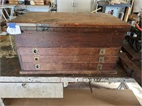 Antique Oak Machinist Box with Brass Pulls