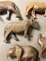 LOT OF HANDCARVED WOODEN ANIMAL FIGURINES