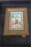 Vintage Persian Painting on Camel Bone