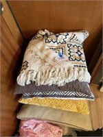 Lot of Pillows, Throws & Assorted Clothes