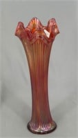 Fenton's Fine Rib 9 1/2" vase - red