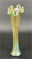 Fenton's Fine Rib 10 1/2" vase - aqua opal