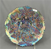 Fenton Peacock & Urn 9" plate - blue