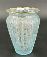 Brocaded Acorn 6 1/4" vase - ice blue