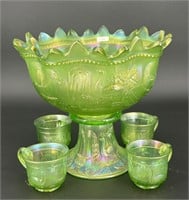 Peacock at the Fountain 6 pc punch set